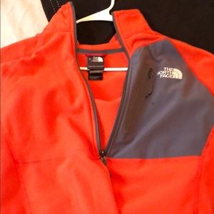 Orange north face fleece size medium